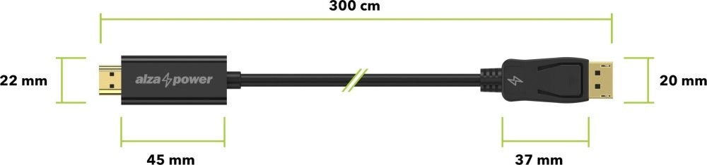 AlzaPower Core DisplayPort (M) to HDMI 4K (M)