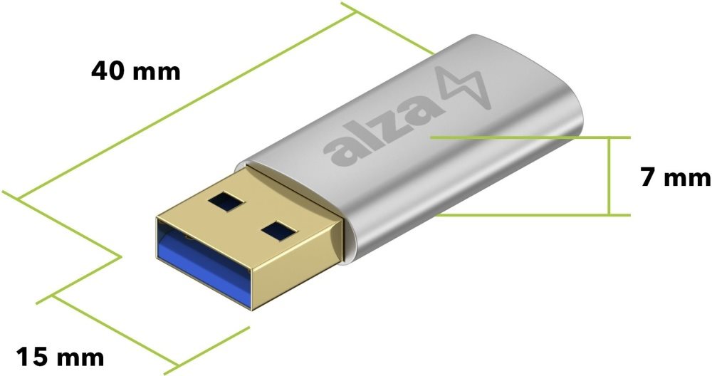 AlzaPower USB-A (M) na USB-C 3.2 (F)