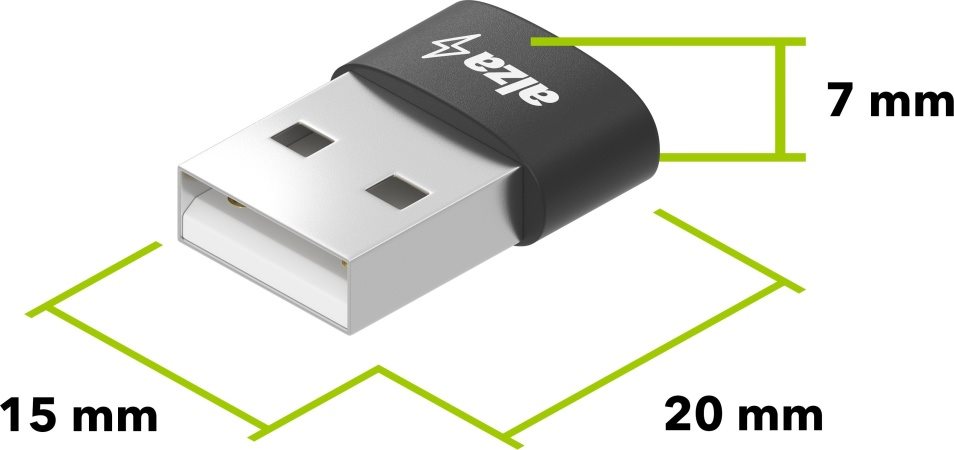 AlzaPower USB-A (M) na USB-C 2.0 (F) 