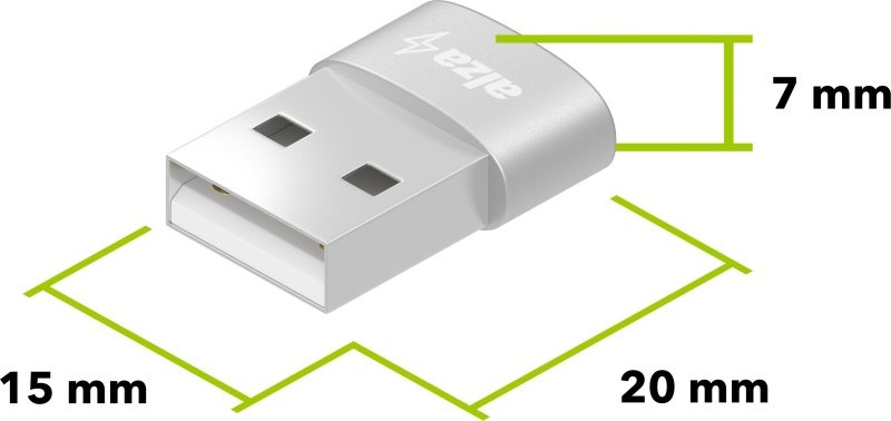 AlzaPower USB-A (M) na USB-C 2.0 (F) 