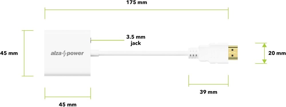 AlzaPower HDMI (M) to VGA (F) with 3.5mm Jack adapter
