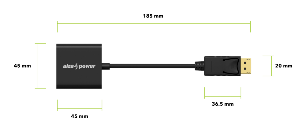 AlzaPower DisplayPort (M) na VGA (F) 