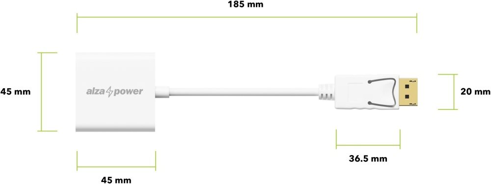 AlzaPower DisplayPort (M) na VGA (F)