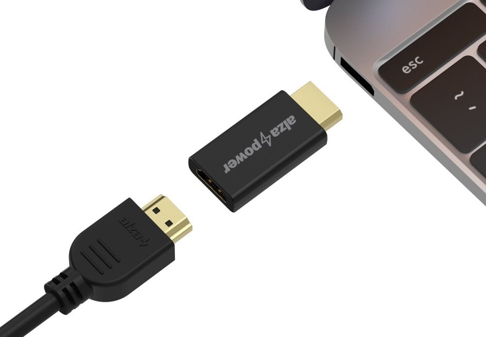 AlzaPower DisplayPort (M) na HDMI 4K 30Hz (F) černá 