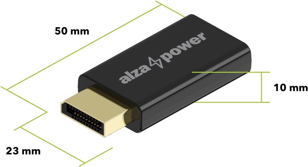 AlzaPower DisplayPort (M) na HDMI 4K 30Hz (F) černá 