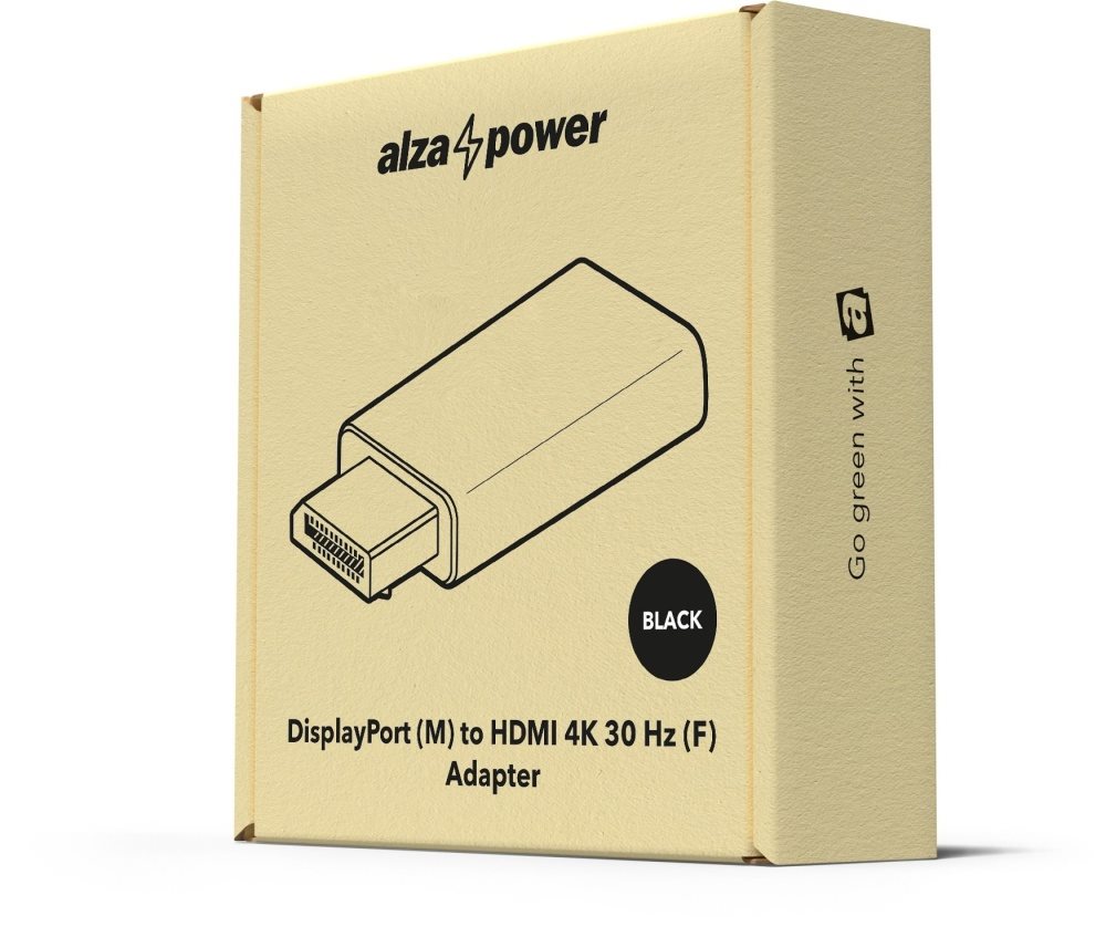 AlzaPower DisplayPort (M) na HDMI 4K 30Hz (F) černá 
