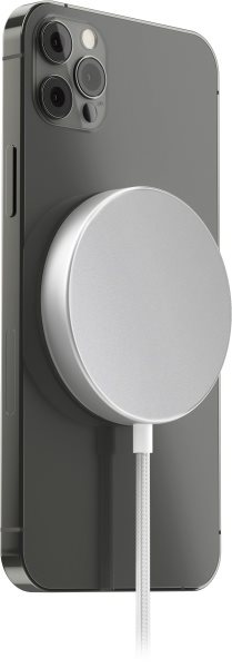 MagSafe bezdrôtová nabíjačka AlzaPower WAC100B Wireless MagSafe Charger strieborná