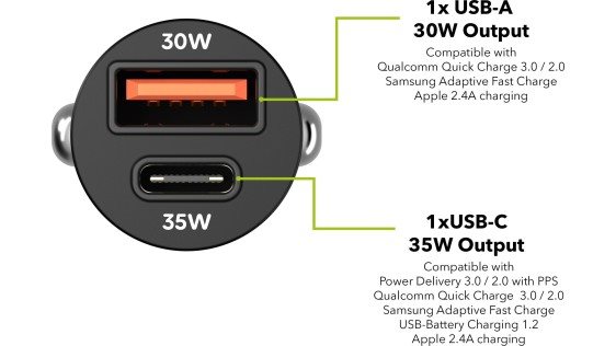 AlzaPower Car Charger M220 USB-A + USB-C Power Delivery 35W