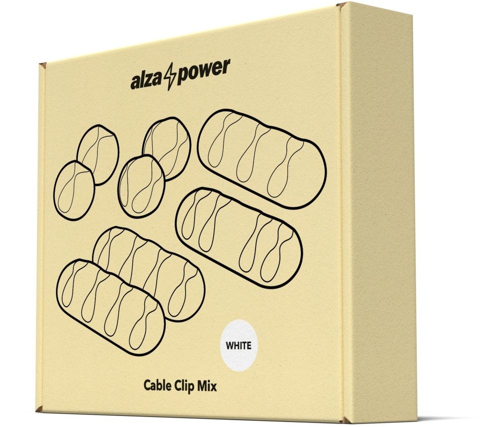 AlzaPower Cable Clips Mix 8 pcs