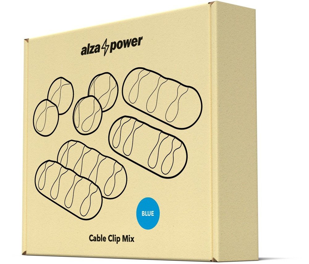 AlzaPower Cable Clips Mix 8 pcs