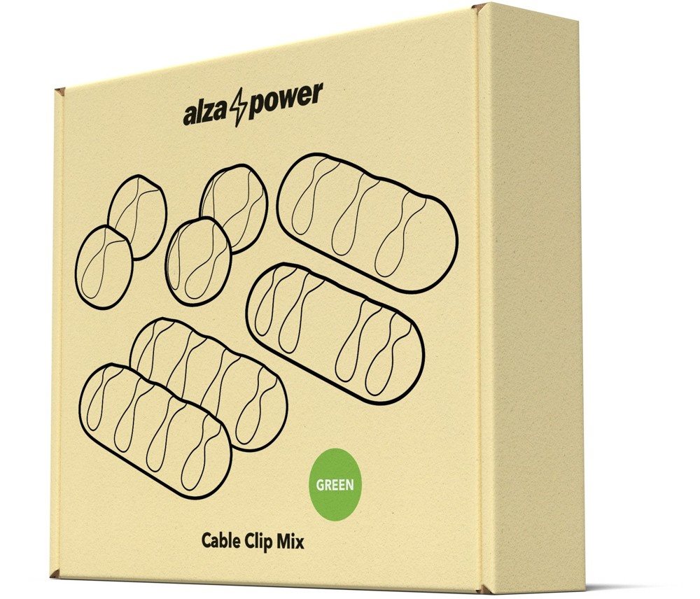 AlzaPower Cable Clips Mix 8 pcs
