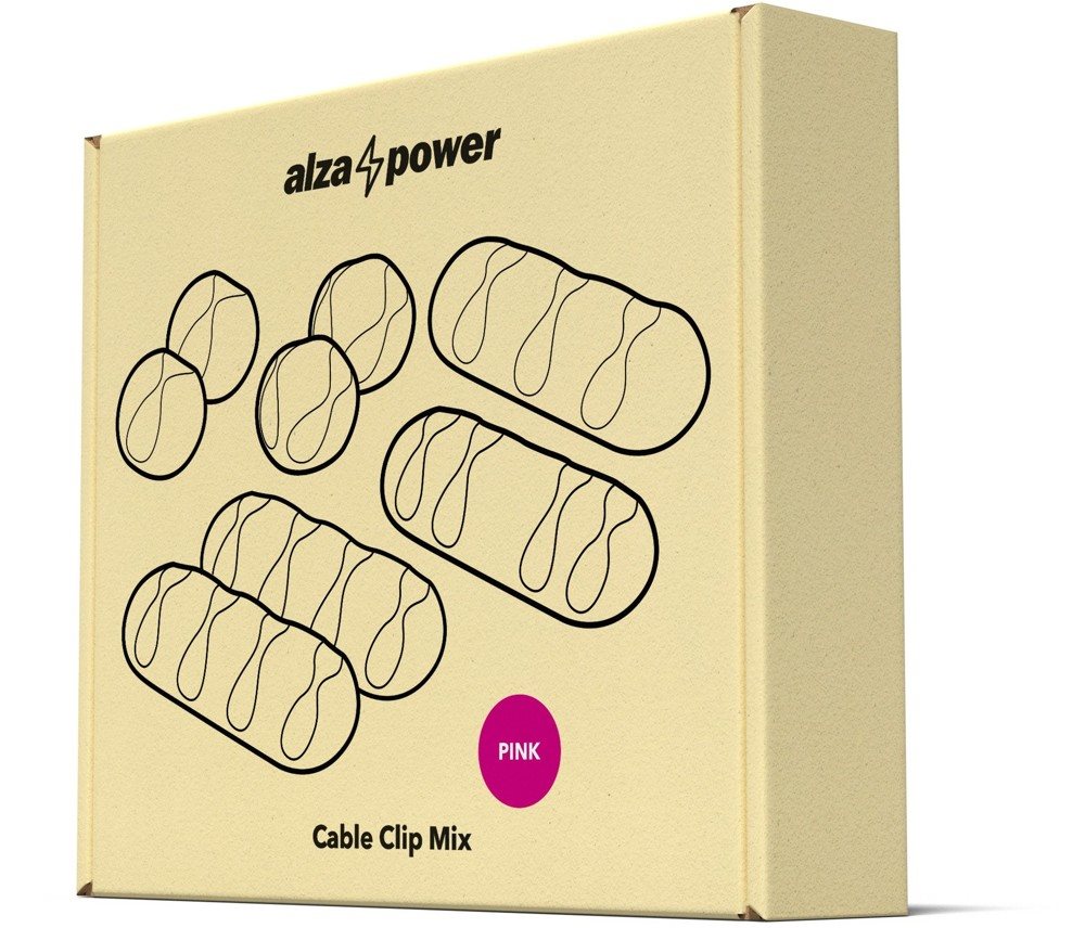 AlzaPower Cable Clips Mix 8 pcs