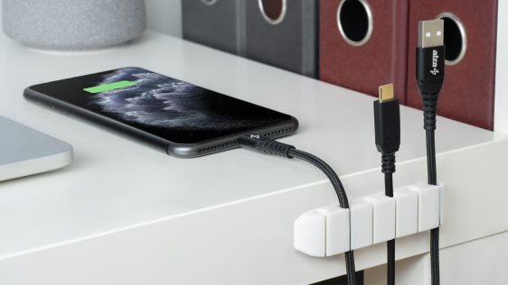 AlzaPower Long Cable Clips 2 pcs bílé