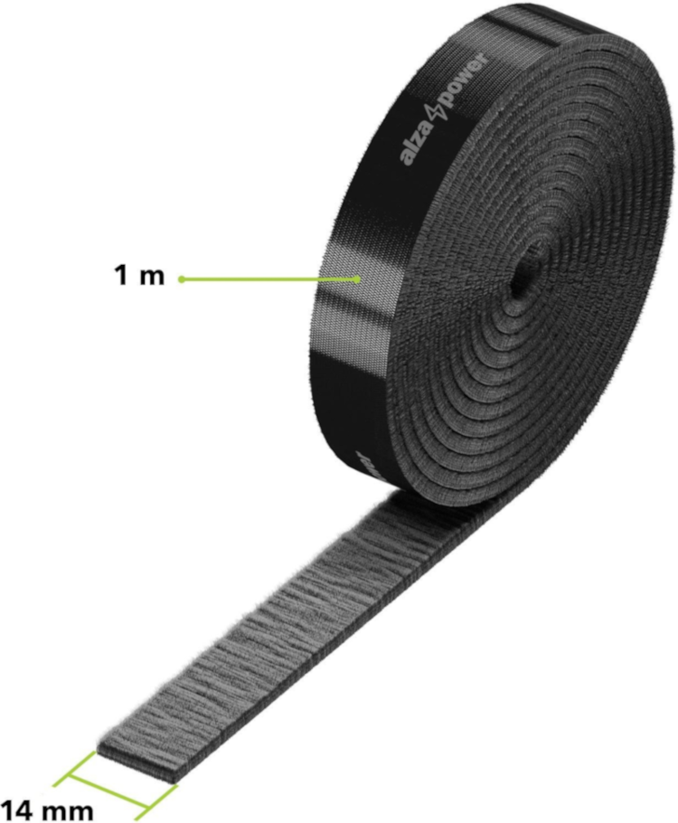 AlzaPower VelcroStrap+ Roll 10m fekete