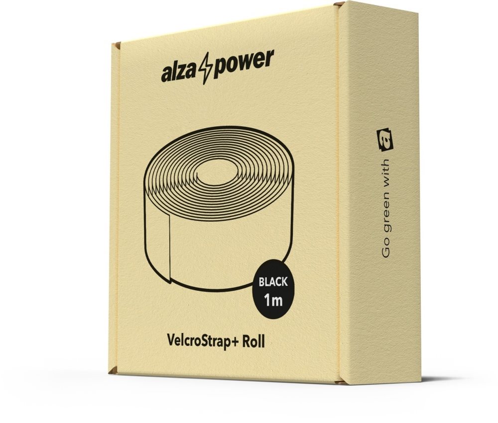 AlzaPower VelcroStrap+ Roll 10m fekete