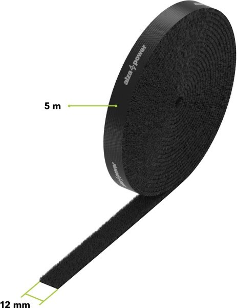 AlzaPower VelcroStrap+ Roll 5m černá