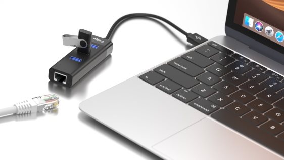 AlzaPower Core USB-A (M) für 3× USB-A (F) mit LAN