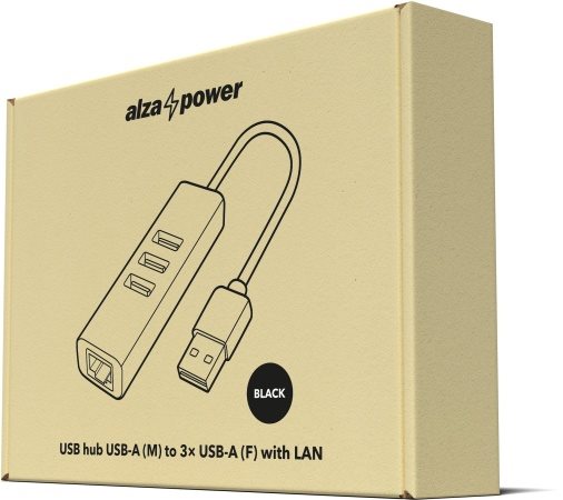 AlzaPower Core USB-A (M) für 3× USB-A (F) mit LAN