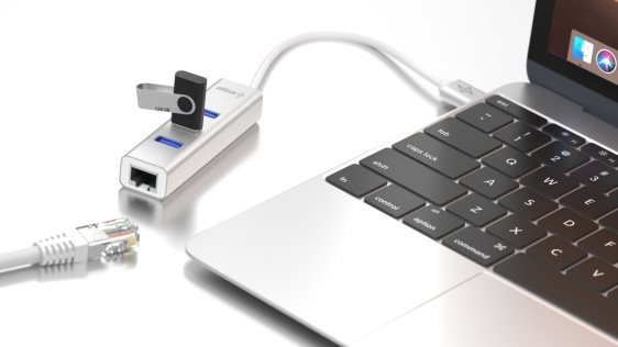 AlzaPower AluCore USB-A (M) für 3× USB-A (F) mit LAN