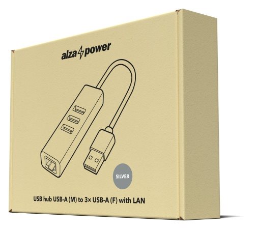 AlzaPower AluCore USB-A (M) für 3× USB-A (F) mit LAN
