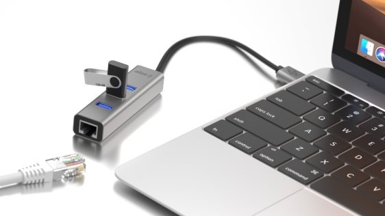 AlzaPower AluCore USB-A (M) für 3× USB-A (F) mit LAN