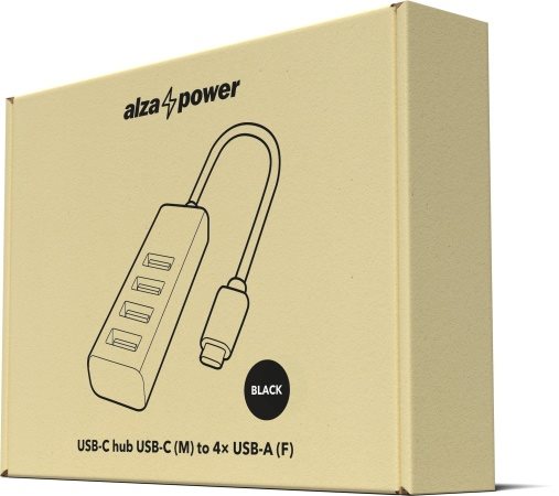 USB Hub AlzaPower Core USB-C (M) für 4× USB-A (F)