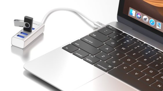 AlzaPower AluCore USB-C (M) für 4× USB-A (F) 