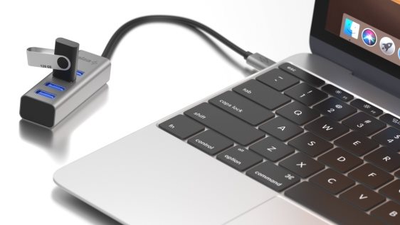 AlzaPower AluCore USB-C (M) für 4× USB-A (F) 