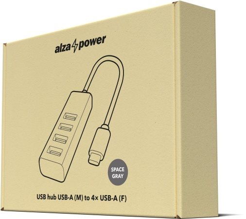 AlzaPower AluCore USB-C (M) für 4× USB-A (F) 