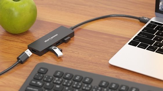 AlzaPower FlatCore USB-A (M) auf 4× USB-A 2.0 (F) schwarz