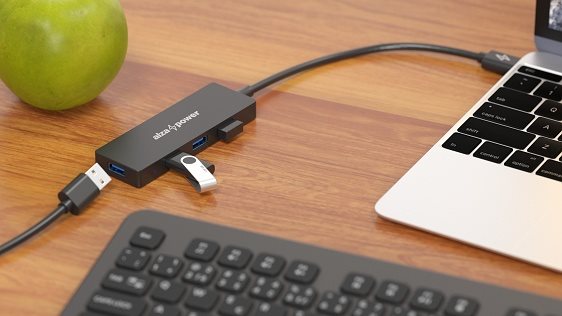 AlzaPower FlatCore USB-A (M) na 4× USB-A 3.2 (F) černý