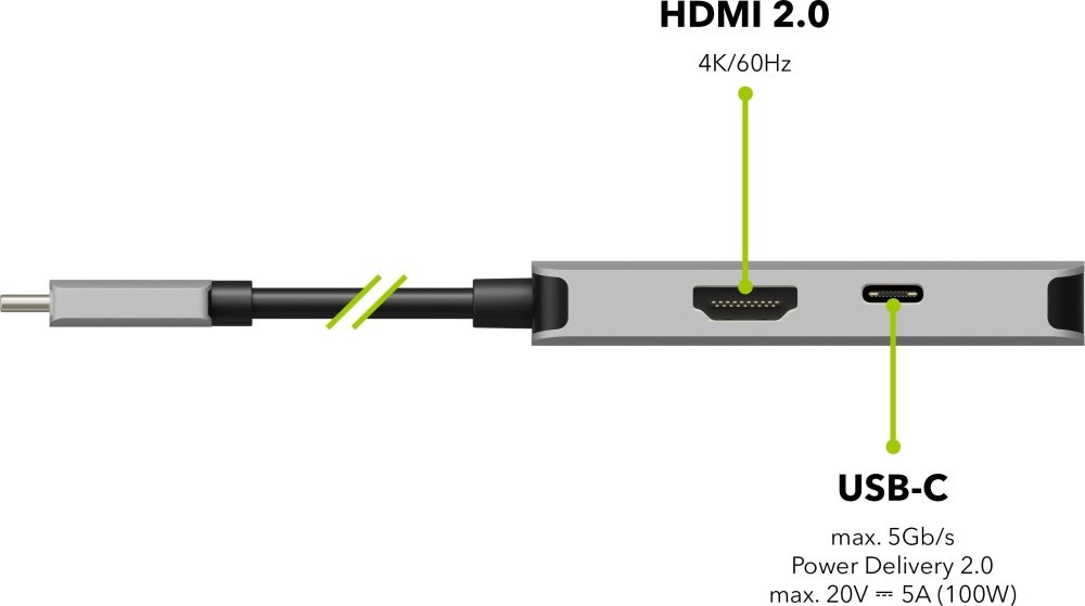 AlzaPower Metal USB-C Dock Station 3-in-1 Space Grey