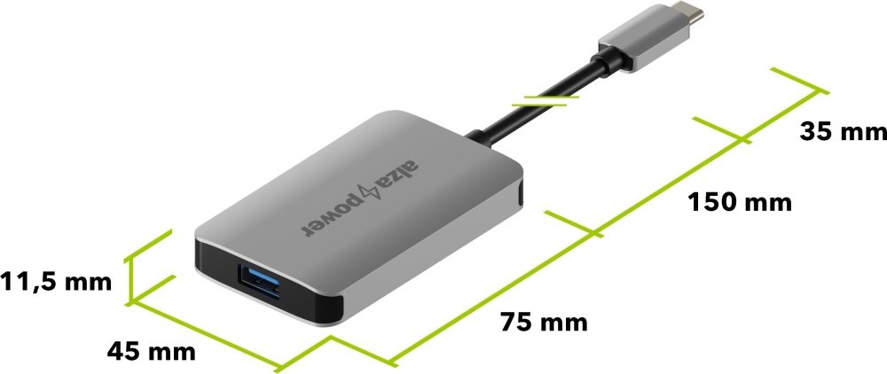 AlzaPower Metal USB-C Dock Station 3-in-1 Space Grey