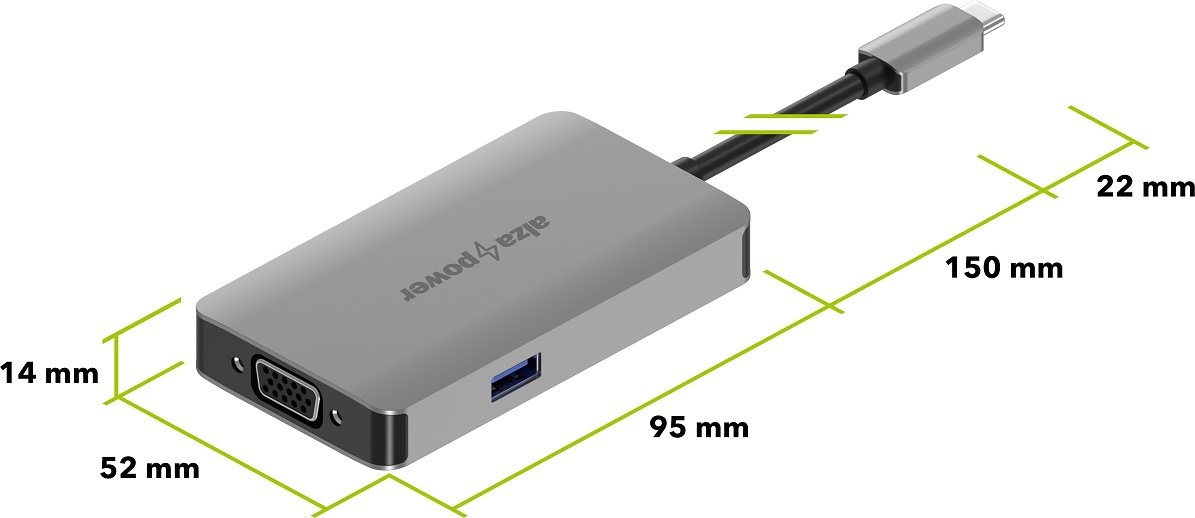 AlzaPower Metal USB-C Dock Station 6v1
