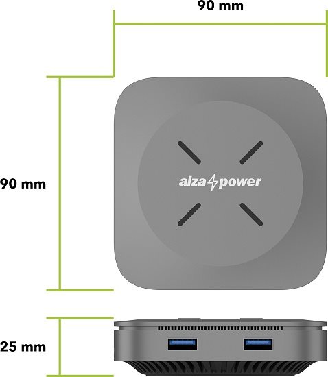 AlzaPower Metal USB-C Dock Cube 7in1 WF