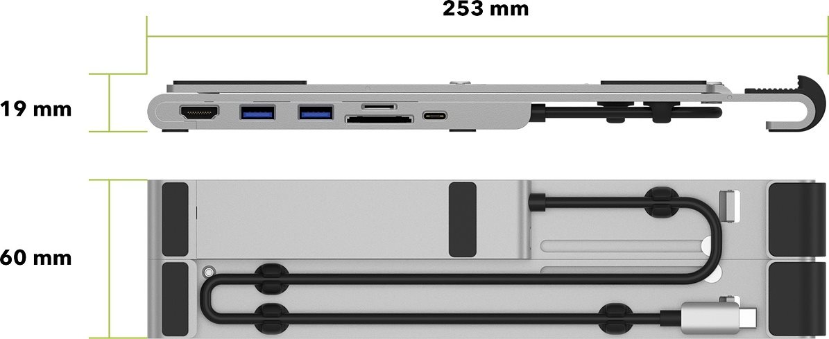 AlzaPower Metal USB-C Dock Station with Stand 7in1