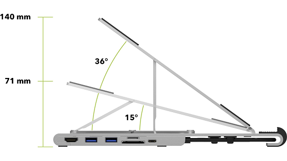AlzaPower Metal USB-C Dock Station with Stand 7in1