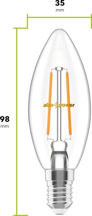 Žiarovka LED Alza Power LED 6 – 55 W, E14, 2700K, Filament, súprava 2 ks