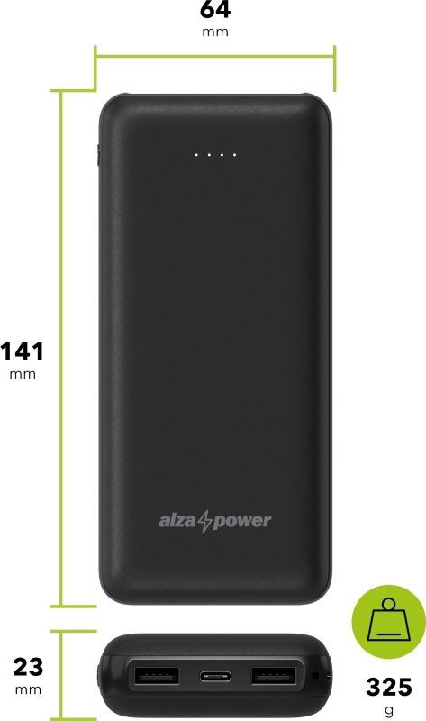 Powerbank AlzaPower Onyx 20000mAh USB-C schwarz