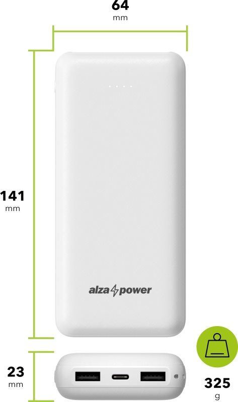Powerbank AlzaPower Onyx 20000mAh USB-C weiß