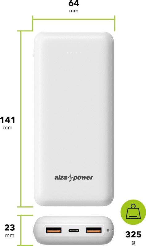 Powerbank AlzaPower Onyx 20000mAh Schnellladegerät + PD3.0 weiß