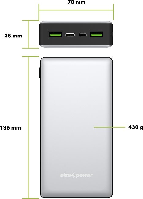 AlzaPower Ingot 20000mAh Quick Charge + PD3.0