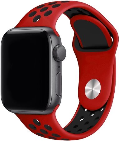 Eternico Sporty for Apple Watch 42mm / 44mm / 45mm Pure Black and Red Eternico Sporty for Apple Watch 42mm / 44mm / 45mm Pure Black and Red
