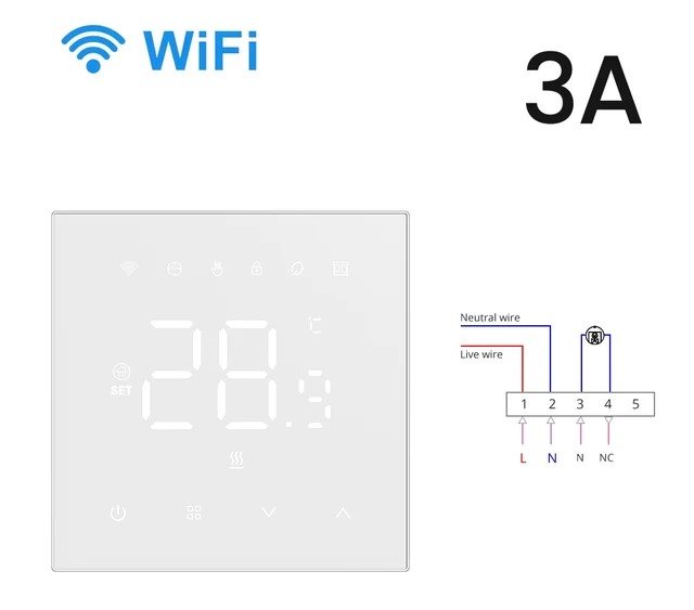 Šikovný termostat AVATTO WT410-WH-3A-W Wifi for Electric heating
