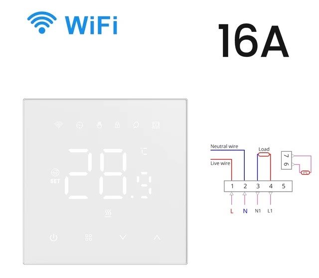 Šikovný termostat AVATTO WT410-16A-W Wifi for Eletric Heating