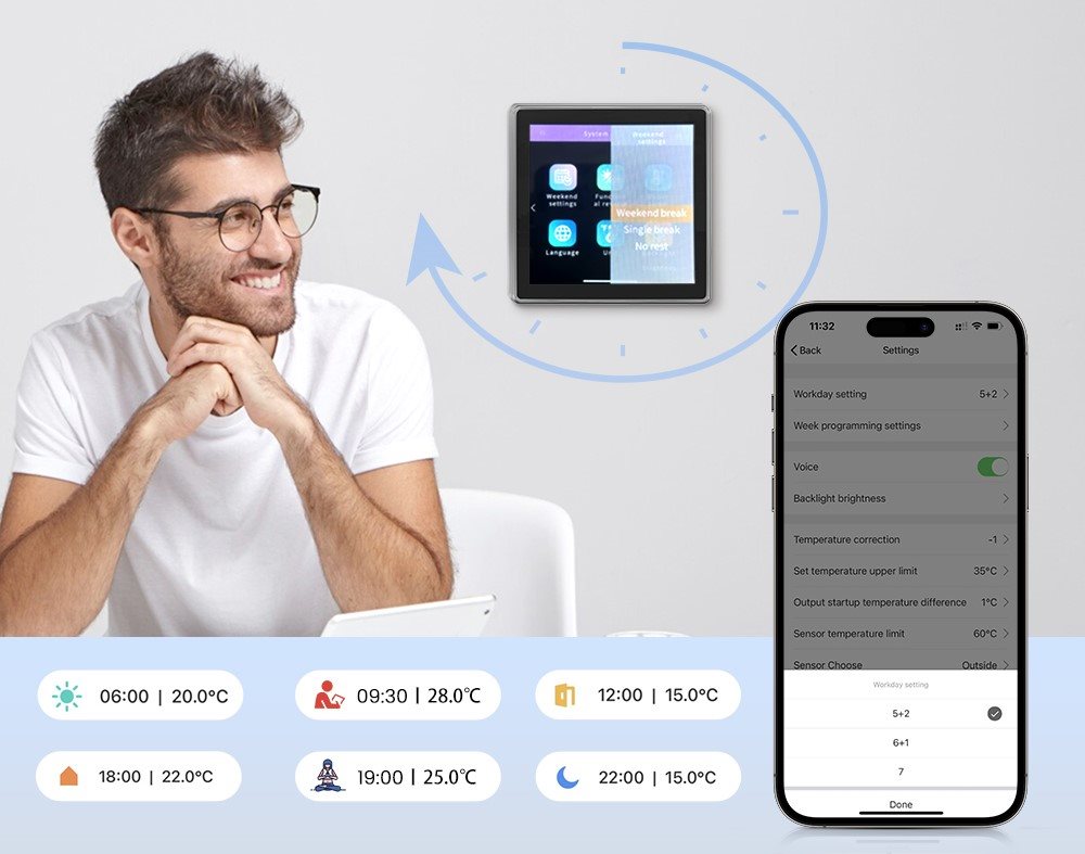 Intelligenter Thermostat AVATTO WT500-WH-3A Wifi für die Warmwasserbereitung
