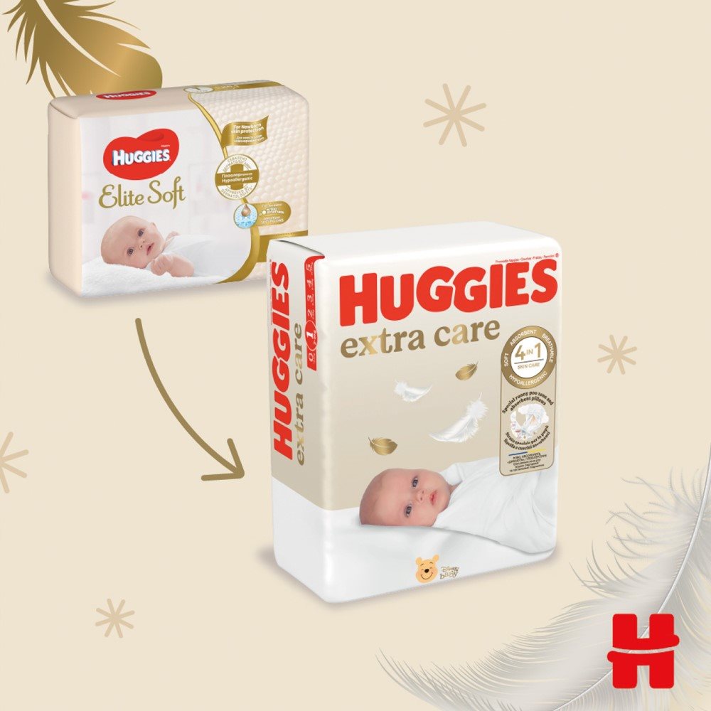Jednorazové plienky Huggies Extra Care veľ. 1 (26 ks)