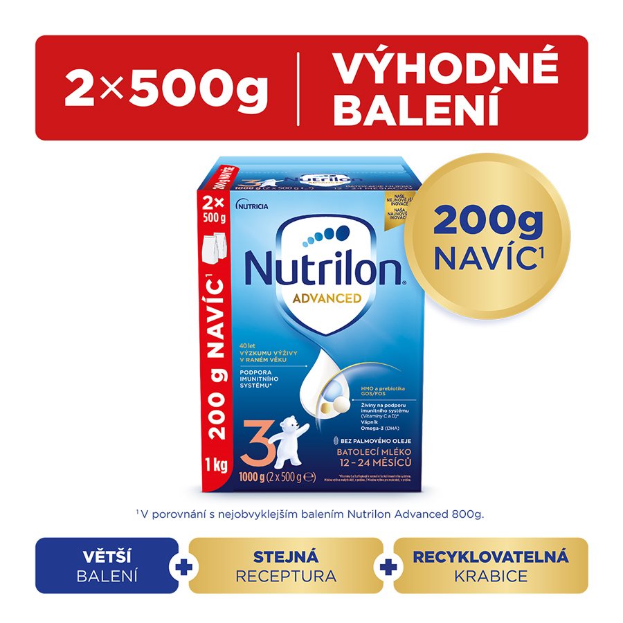 Kojenecké mléko Nutrilon 3 Advanced batolecí mléko 1 kg
