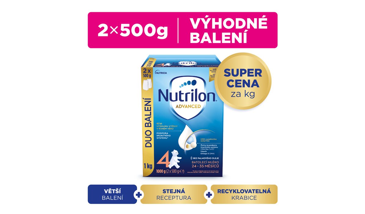 Dojčenské mlieko Nutrilon 4 Advanced batoľacie mlieko 2x 1 kg Dojčenské mlieko Nutrilon 4 Advanced batoľacie mlieko 2x 1 kg