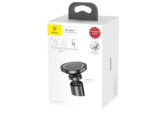 Baseus Big Ears Car Mount Wireless Ladegerät Schwarz